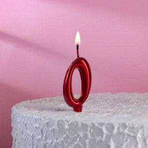 Свеча для торта, цифра "0", рубиновый