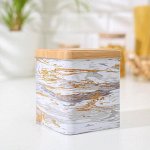 Банка для сыпучих продуктов «Золотой мрамор», 12?10?10 см, цвет белый