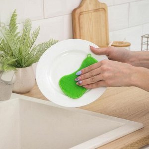 Губка для чистки посуды силиконовая «Талия»,12?8 см, цвет МИКС