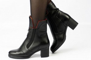 Ботинки женские черные из натуральной кожи зима, подклад шерстяной мех
