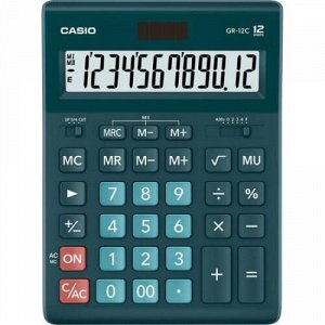 Калькулятор 12 разрядов CASIO GR-12C-DG темно-зеленый 2 питания 209х155х35 мм CASIO {Филиппины}