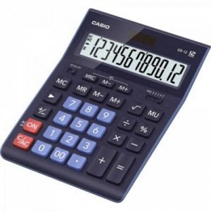 Калькулятор 12 разрядов CASIO GR-12-BU 2 питания 210х155х34.5 мм (735819) синий CASIO {Китай}