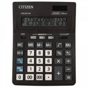 Калькулятор 14 разрядов CITIZEN BusinessLine CDB1401BK 2 питания 200х157х35 мм CITIZEN {Китай}