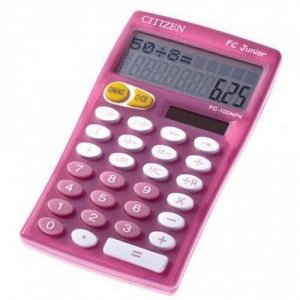 Калькулятор CITIZEN ДЕТСКИЙ 10 разрядов FC100NPKCFS розовый, деление с остатком 76*129*10мм {Филиппины}
