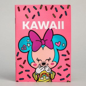 Блокнот А6 на скрепке, 32 листа в обложке софт-тач, Kawaii, Минни Маус