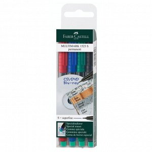 Набор перман. маркеров Faber-Castell "Multimark permanent" S, 4цв., игольч., 0,4мм