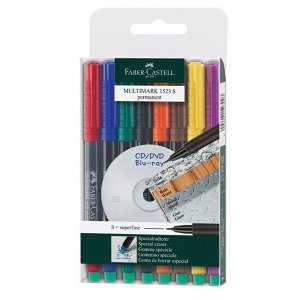 Набор перман. маркеров Faber-Castell "Multimark permanent" S, 8цв.,игольч.,0,4мм