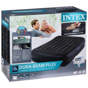 Кровать надувная Pillow Rest Raised 152 х 203 х 42 см, с встроенным насосом, 220-240V, 64124NP INTEX