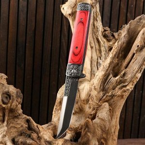 Нож складной Танто полуавтоматический, ручка дерево 22,8см, клинок 9,5см