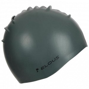 Шапочка для плавания Elous, EL010, силиконовая, штрихи, цвет серый