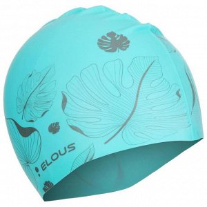 Шапочка для плавания Elous, EL009, силиконовая, листики, цвет голубой
