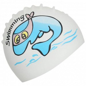 Шапочка для плавания Dark Shark, детская, с рисунком, силиконовая, цвета микс