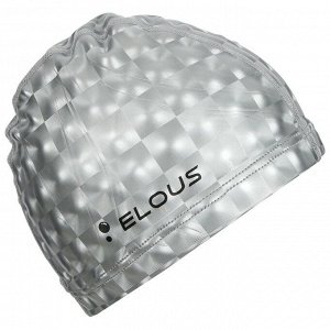 Шапочка для плавания Elous, с 3D эффектом, EL002, полиуретан, цвет серебряный