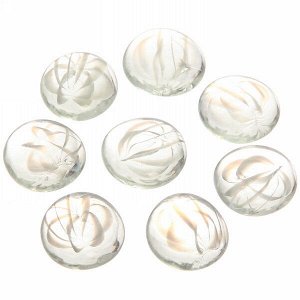 Стеклянные камушки для дизайна d30 "Камень-Белый цветок" 100гр