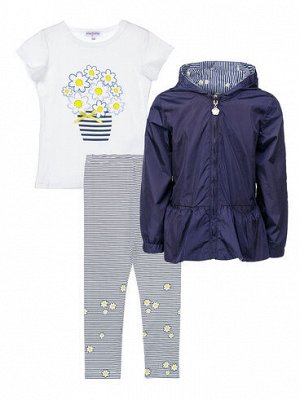 Комплект для девочек: брюки трикотажные (леггинсы), куртка текстильная, фуфайка (футболка) трикотажн
