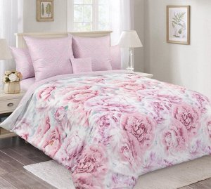 Комплект постельного белья 2-спальный, сатин, с Европростыней (Рапсодия, розовый )