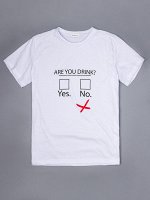 Футболка трикотажная мужская, ARE YOU DRINK?, белый