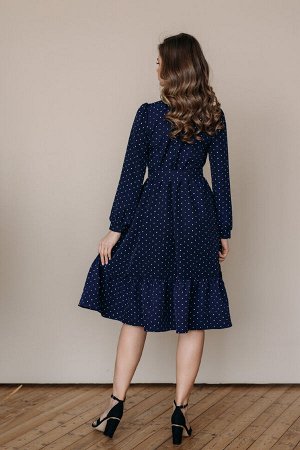 Платье 438/4, темно-синий/мелкий горох