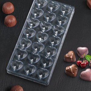 Форма для шоколада 21 ячейка "Сердечки"