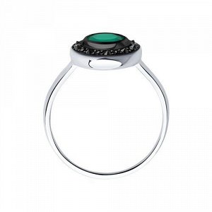 Кольцо из серебра с агатом зелёным и агатом зелёным синт. 92011386