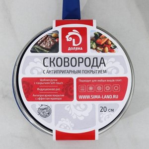 Сковорода кованая «Свиристель», d= 20 см, со стеклянной крышкой, индукция