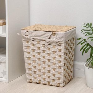 Корзина для белья Доляна «Уют», плетёная, ручная работа, 34x25x41 см, бежевая