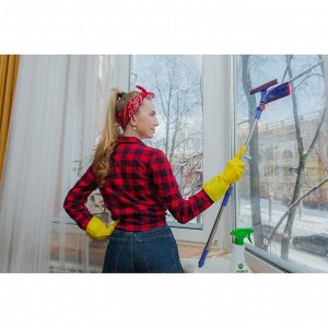 Щётка для окон Доляна, фиксатор, стальная телескопическая ручка, длина 55(83) см, водосгон силикон 18 см, насадка велюр 18x8 см