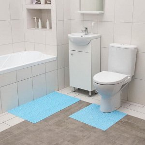 Набор ковриков для ванны и туалета «Пузыри», 2 шт: 50x52, 50x85 см