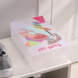 Короб для хранения обуви с ручкой «Босоножки», 31x18x11 см, цвет прозрачный
