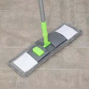Швабра для мытья пола плоская Доляна, насадка из микрофибры 42x12 см, телескопическая ручка 73-124 см