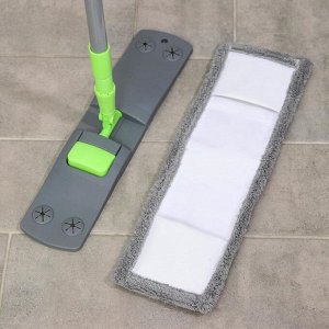 Швабра для мытья пола плоская Доляна, насадка из микрофибры 42x12 см, телескопическая ручка 73-124 см