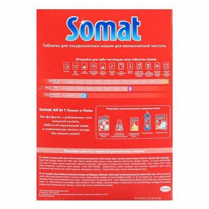 Таблетки для посудомоечных машин Somat All in 1, лимон и лайм, 100 шт.