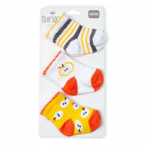 Комплект носков из трех пар Olay для новорожденных Цвет: белый-желтый