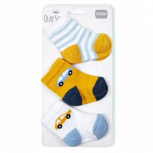 Комплект носков из трех пар Olay для новорожденных Цвет: белый-горчичный