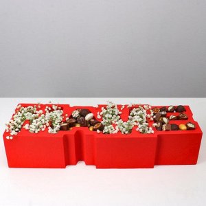 Пенобокс 49*16*10 см кашпо для цветов и подарков "Маме", красный