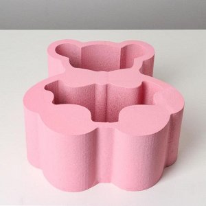 Пенобокс 25*23*10 см кашпо для цветов и подарков "Плюшевый мишка, бантик", розовый