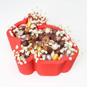 Пенобокс 27*24*10 см кашпо для цветов и подарков "Заяц, кролик", красный