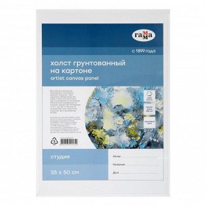 Холст на картоне 35 х 50 см, хлопок 100%, акриловый грунт, мелкозернистый, «Студия»