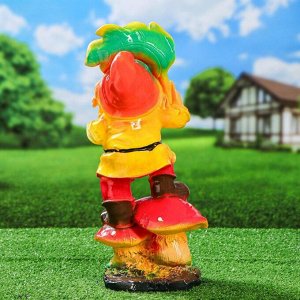Садовая фигура "Гном с листочком Welcome", разноцветный, 42 см, микс
