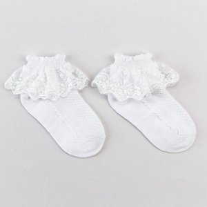 Носки детские с рюшей, цвет белый, (26-28)