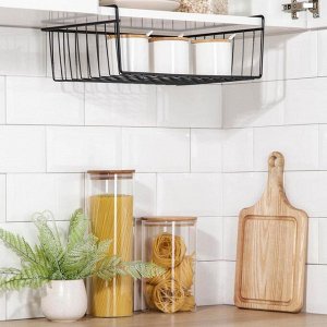 Корзина сетчатая навесная на полку Доляна, 40.5x25x14 см, чёрная