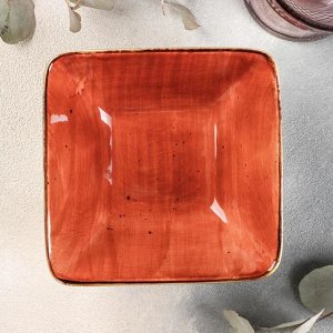Салатник керамический квадратный «Сапфир», 14?5,5 см, цвет оранжевый