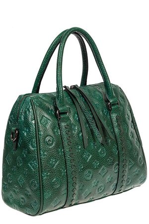 Кожаная женская сумка с тиснёным принтом, цвет зелёный