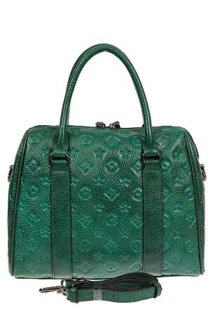 Кожаная женская сумка с тиснёным принтом, цвет зелёный
