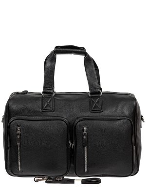 Большая багажная сумка из фактурной искусственной кожи, цвет чёрный