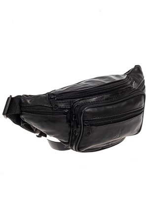 Мужская поясная сумка из мягкой натуральной кожи, цвет чёрный