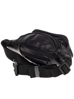 Мужская поясная сумка из мягкой натуральной кожи, цвет чёрный