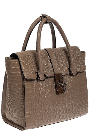 Женская кожаная сумка с фактурой крокодила и подвеской, цвет какао
