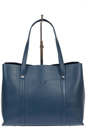 Женская сумка-тоут из фактурной натуральной кожи, синий цвет