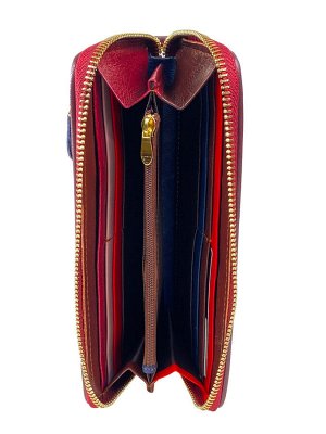 Женский кошелёк-портмоне из натуральной кожи с геометрическим орнаментом, мультицвет